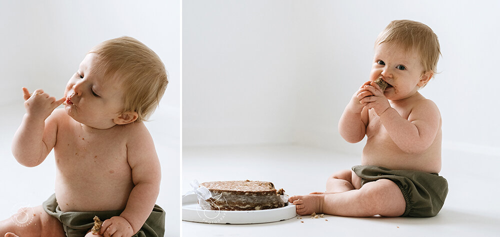 1 year old - AKA the best day of his life when his auntie sat him in front of a cake (albeit a sugar free one!)